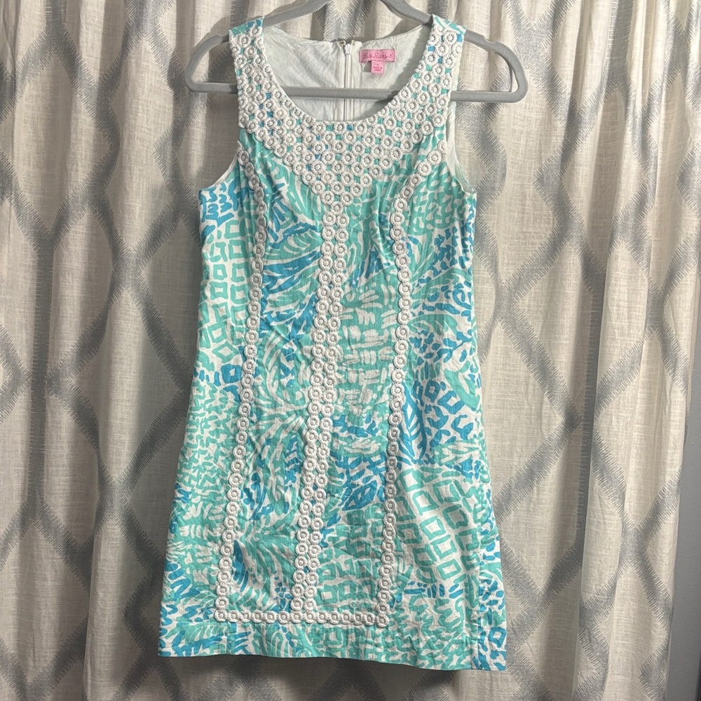 Lilly Pulitzer Aqua and White Mini Dress